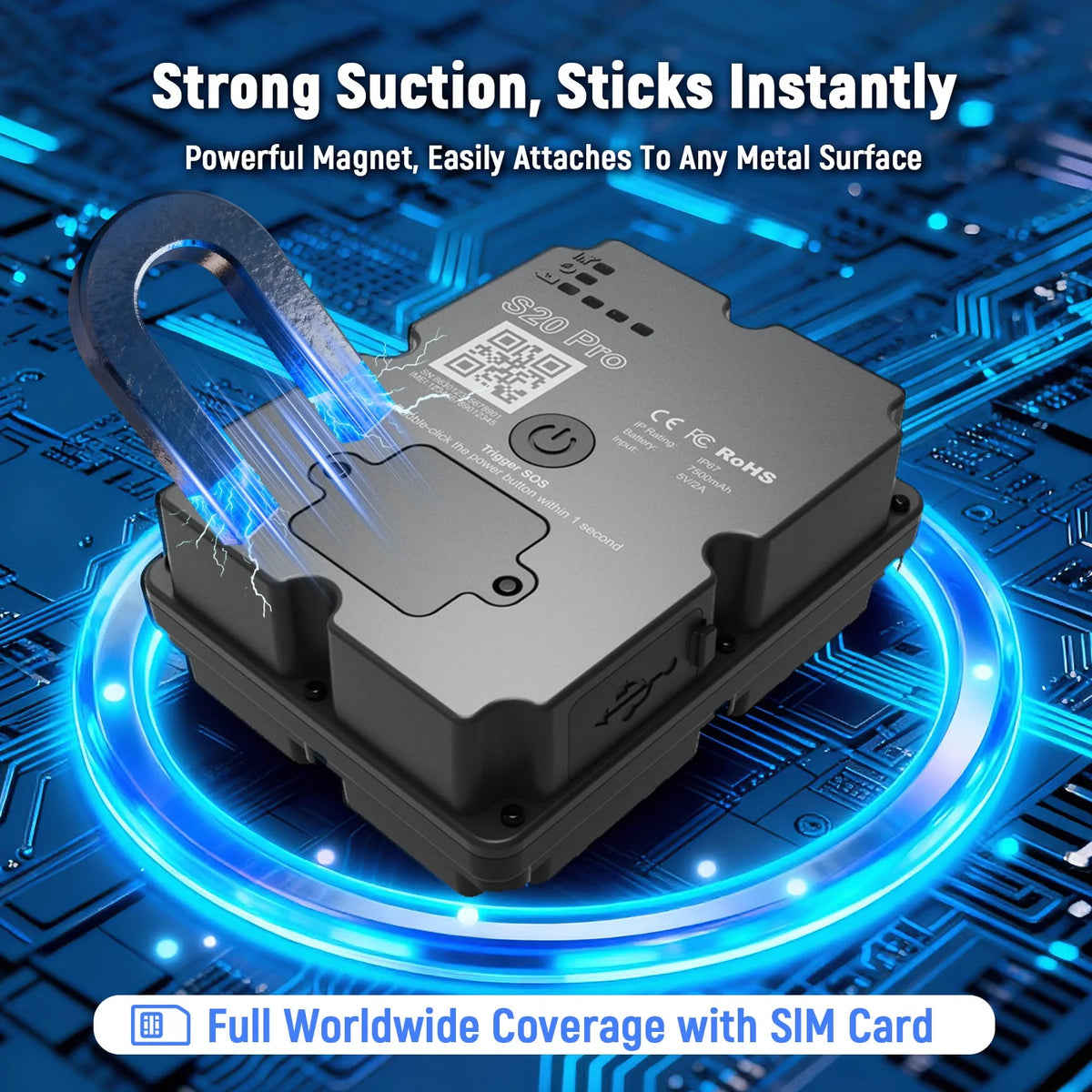 4G GPS Tracker 7500mAh Strong Magnetic Real-Time Locator for Car Motorcycle Bicycle Vehicle Tracking Device APP Control