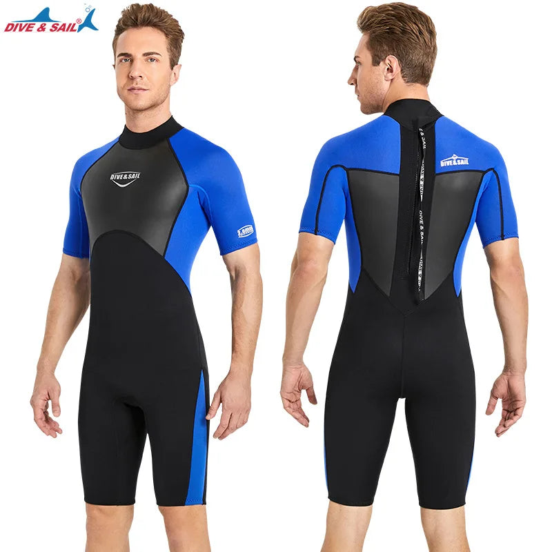 2MM Neoprene Diving Suit Men Women Snorkeling Scuba Diving Wetsuits Short Sleeves Suit Swimwear Beach Warm Jellyfish Clothing