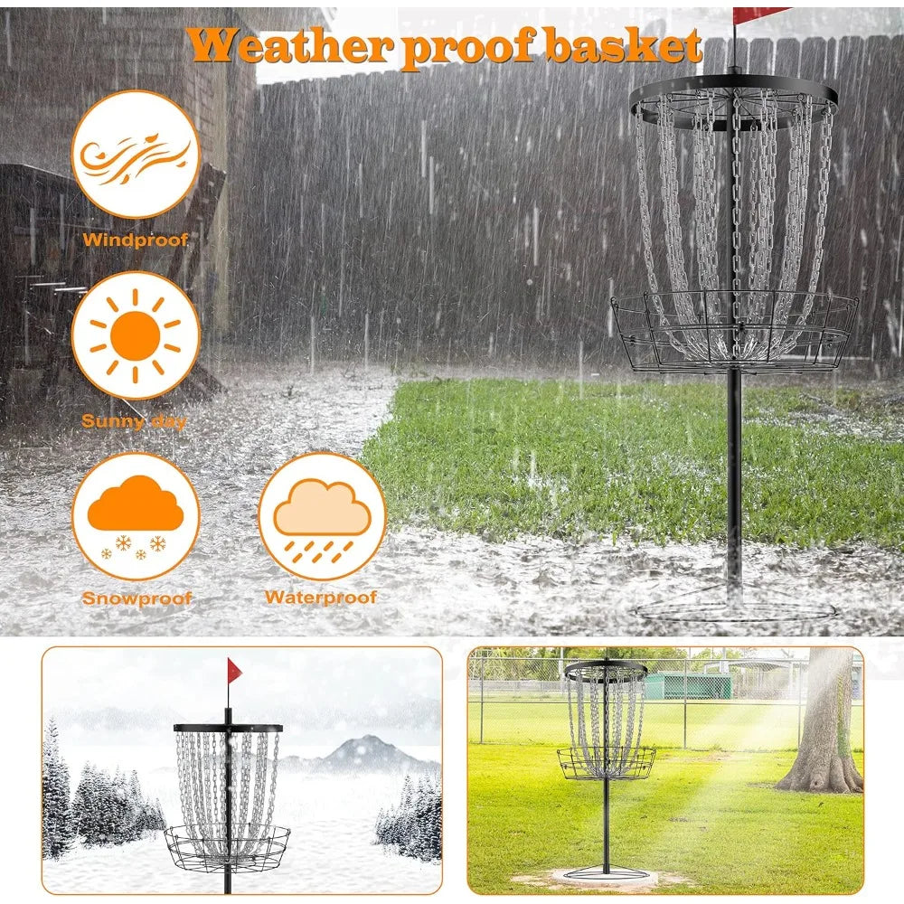 Portable Disc Golf Basket With 24 Chains Indoor Outdoor Practice