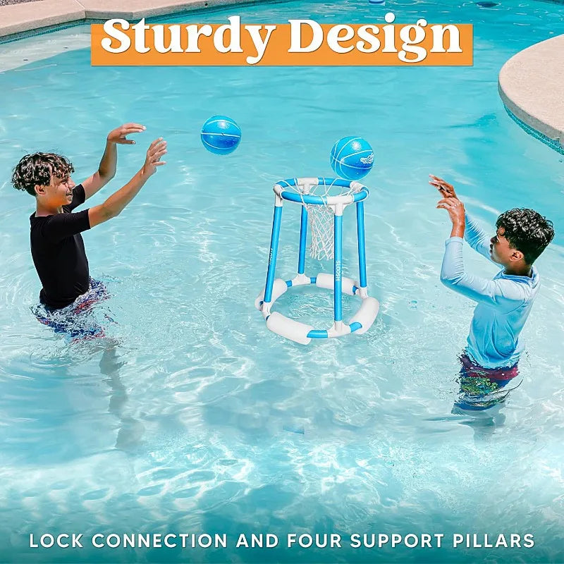 Joyfy Floating Pool Basketball Hoop Set With 2 Balls