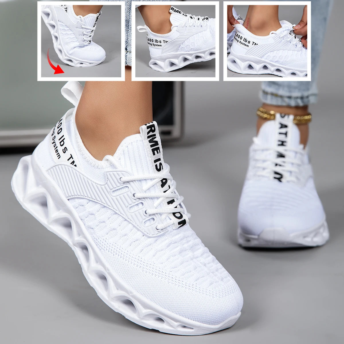 Unisex Knit Breathable Running Shoes With Lightweight Non Slip