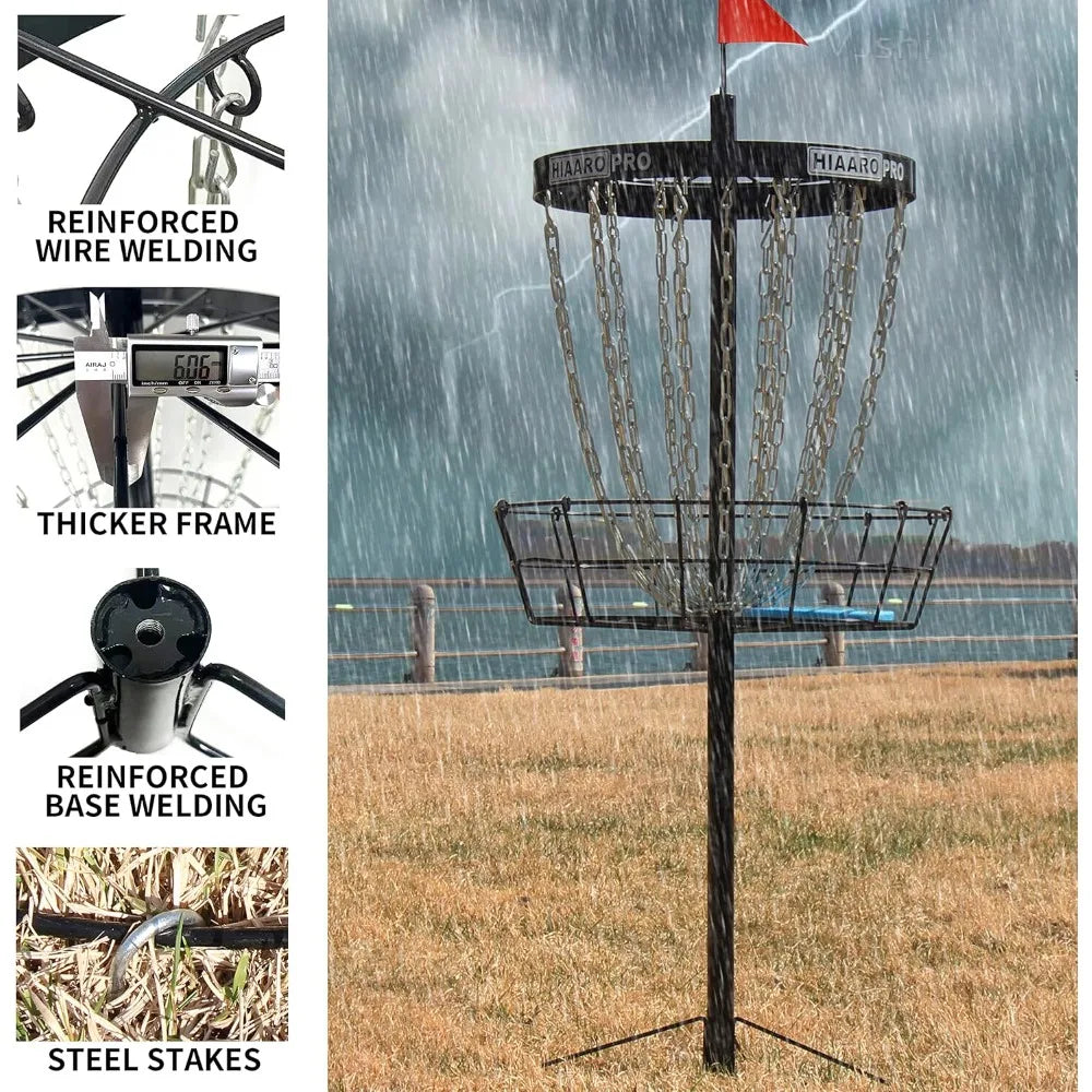 Living PDGA Approved PRO Disc Golf Basket, Portable Disc Golf Target with Heavy Duty 24 Chains,Professional Disc - Free Delivery