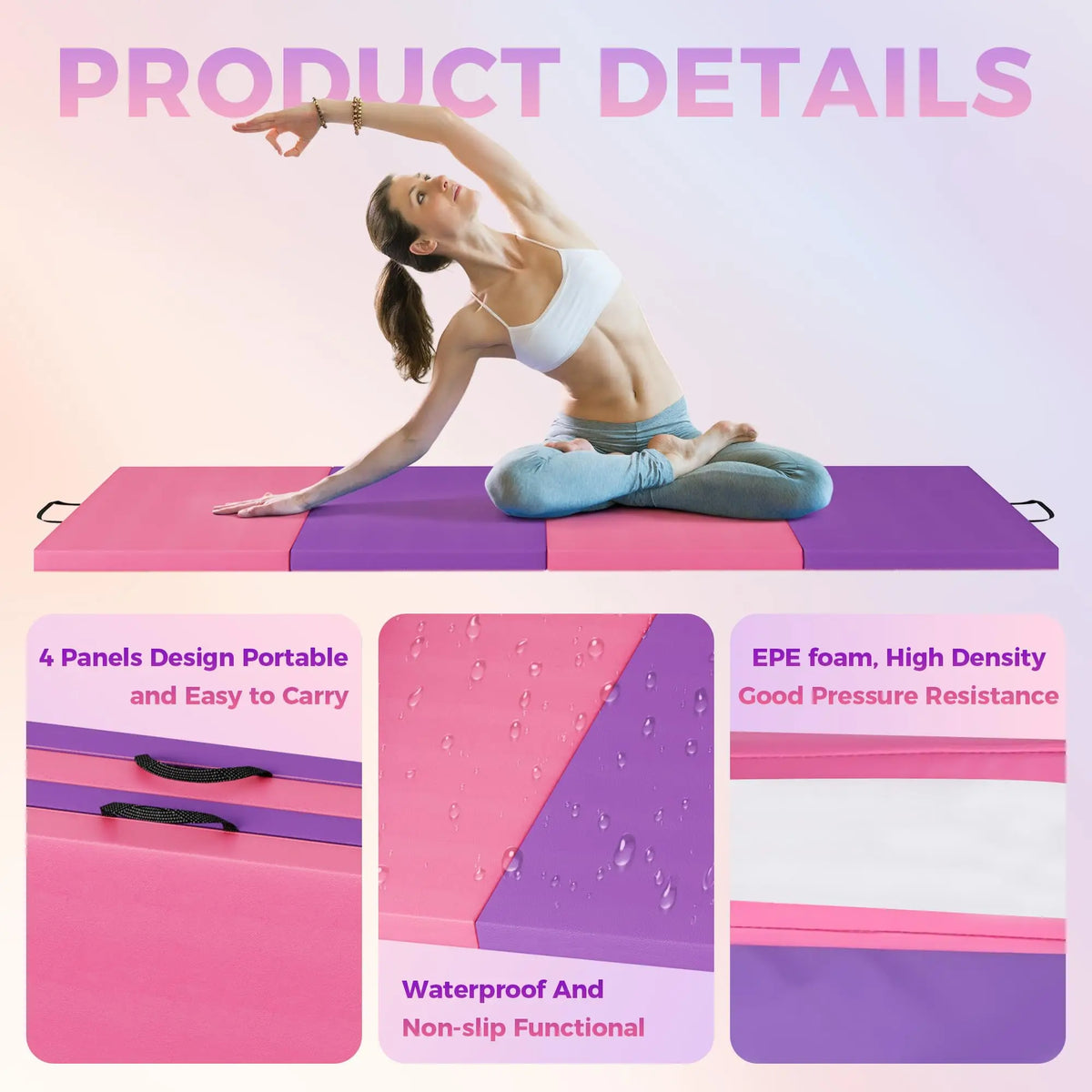 HiMISS Gymnastics Mat 4-5 Fold Tumbling Mat For Home Gym
