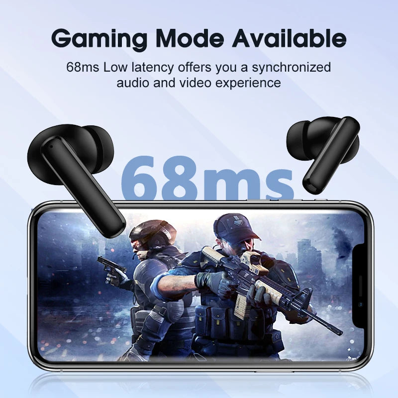 QCY T13 ANC Wireless Earphones Bluetooth 5.3 28dB Active Noise Cancellation Headphones 4 Mics ENC TWS Earbuds 68ms Low Latency