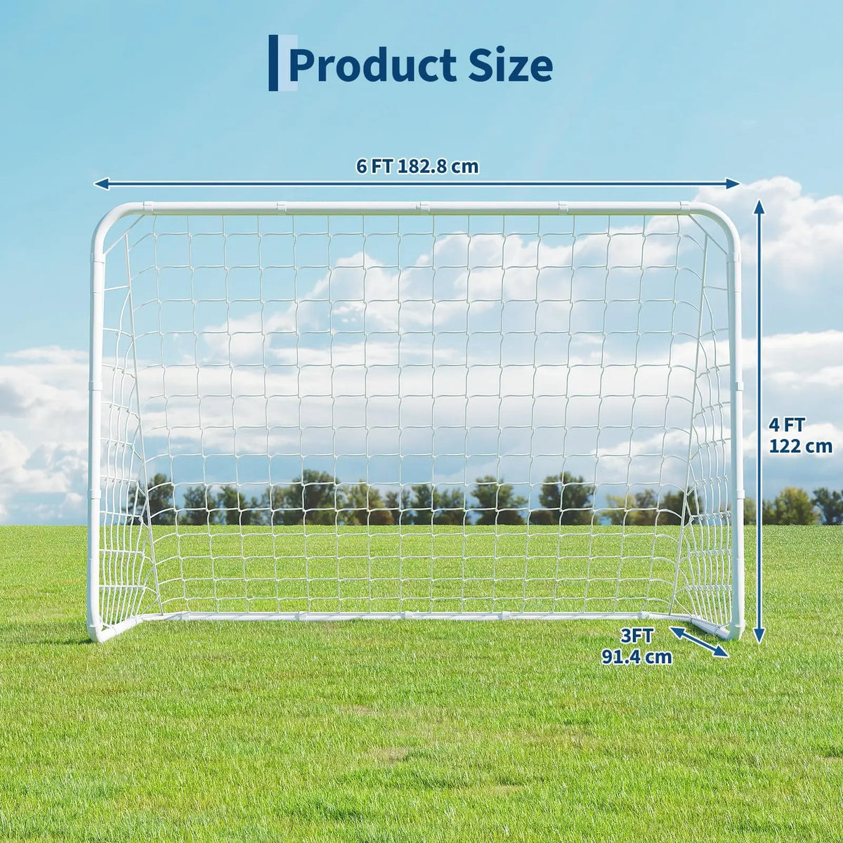 Soccer Goals, 12x6/ 6x4 FT Soccer Goal Set, Soccer Training Equipment Quick Setup, Portable Net Collapsible Metal Base