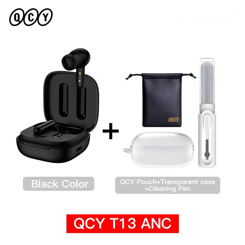 QCY T13 ANC Wireless Earphones Bluetooth 5.3 28dB Active Noise Cancellation Headphones 4 Mics ENC TWS Earbuds 68ms Low Latency