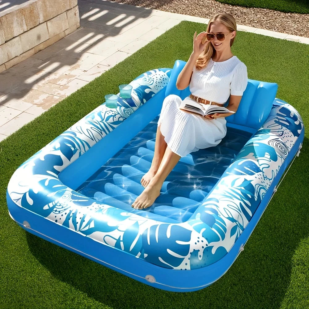 Joyfy 4 In 1 Inflatable Suntan Pool Tub Float With Two Drink Holders