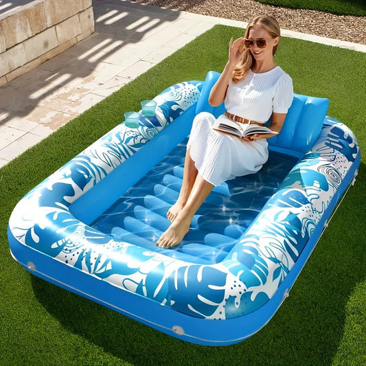 Joyfy 4 In 1 Inflatable Suntan Pool Tub Float With Two Drink Holders