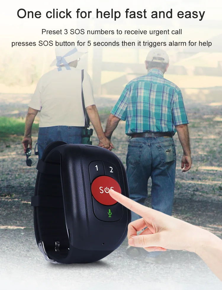 HOT 4G Elderly GPS Tracker V48 SOS Button Wristband Emergency Alarm Waterproof GPS Heart Rate Blood Pressure Monitor