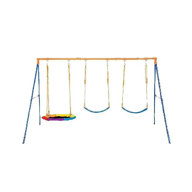 SucceBuy Swing Sets for Backyard 600lbs Capacity Swing Set with 1 Saucer Swing Seat 2 Belt Swing Seats Swingset Outdoor for Kids