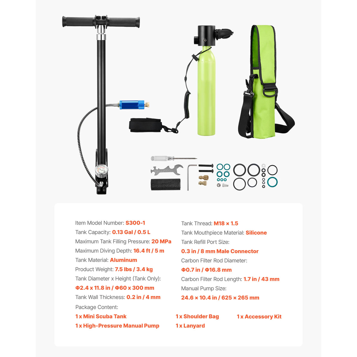 SucceBuy Mini Scuba Tank Portable Diving Tank for Underwater Breathing Reusable Lung Diving Cylinder up to 10 Minutes Dive Time