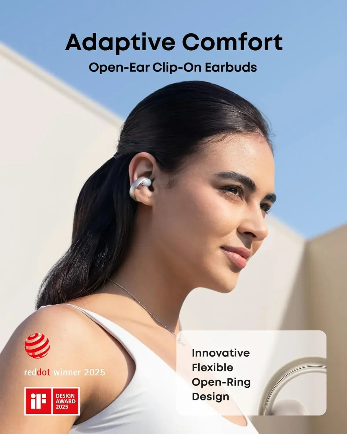 Soundcore AeroClip by Anker, Open-Ear Earbuds, Clip-On Headphones, Adaptive Comfort, Clear Calls with 4 Mics and AI,