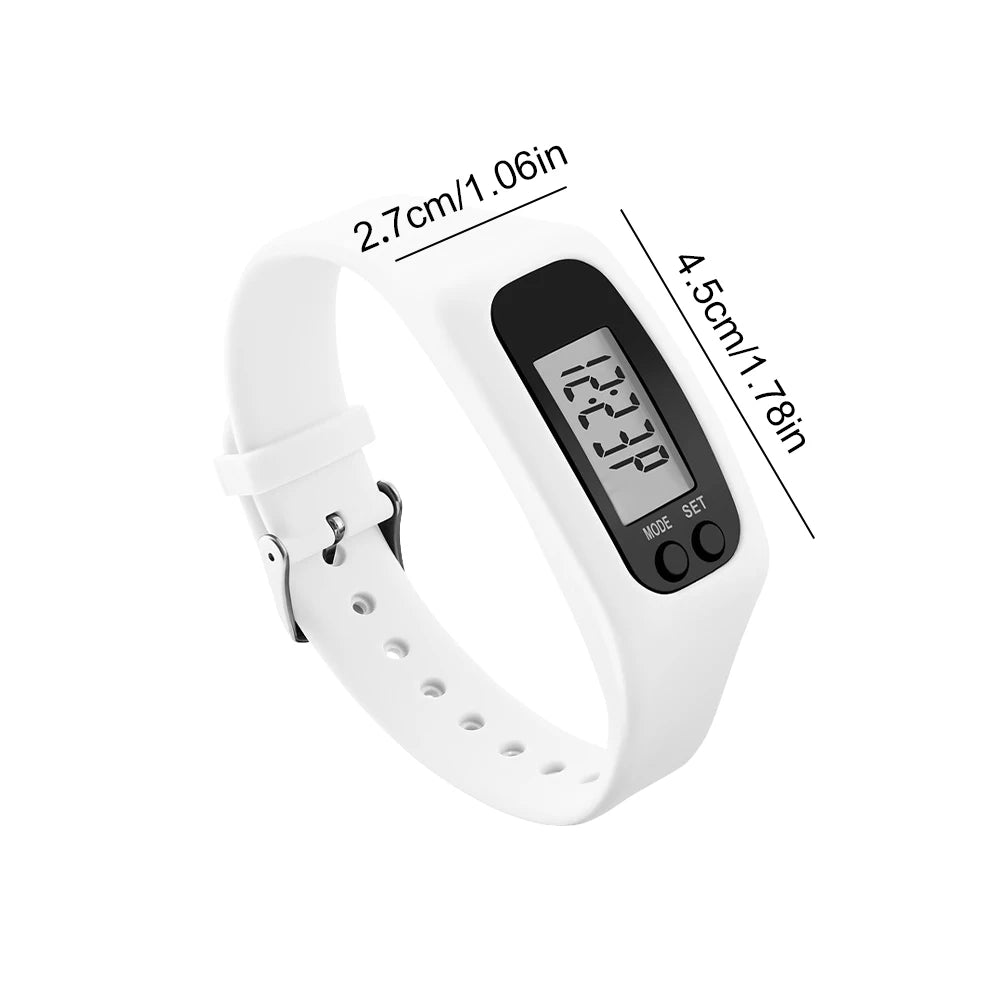 LED Pedometer Bracelet Wrist Calorie Counter 12/24H Time Display Walking Running Pedometer Fitness Watch for Outdoor Sports
