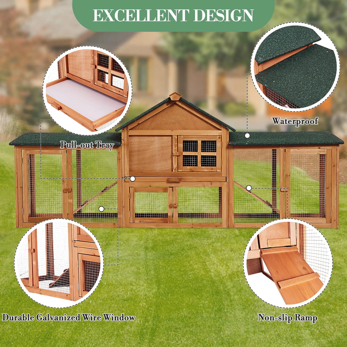 DishyKooker 2 Story Bunny Hutch Outdoor Rabbit Cage With Double Runs