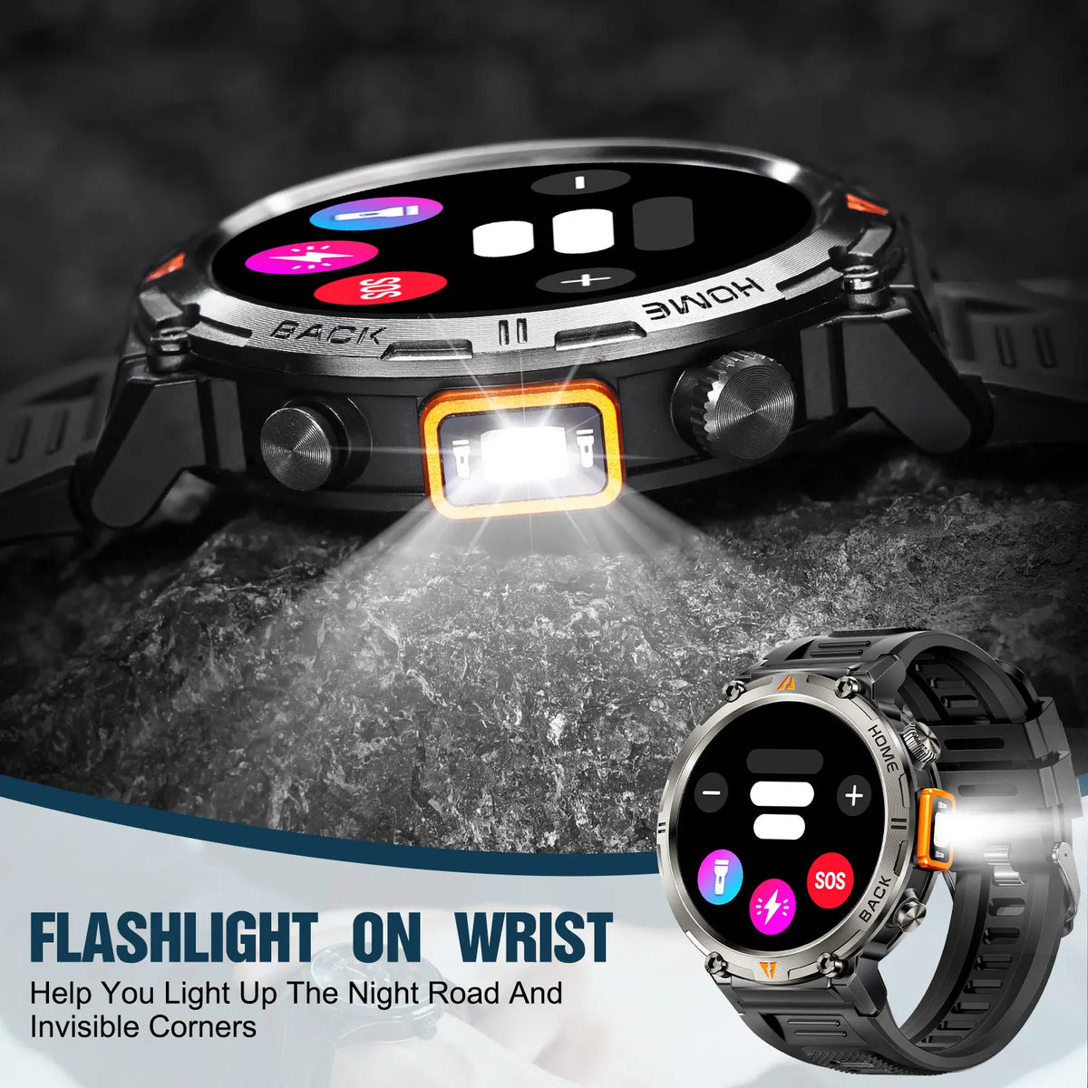 Eigiis Ke3 Bluetooth Smartwatch With Heart Rate And Flashlight