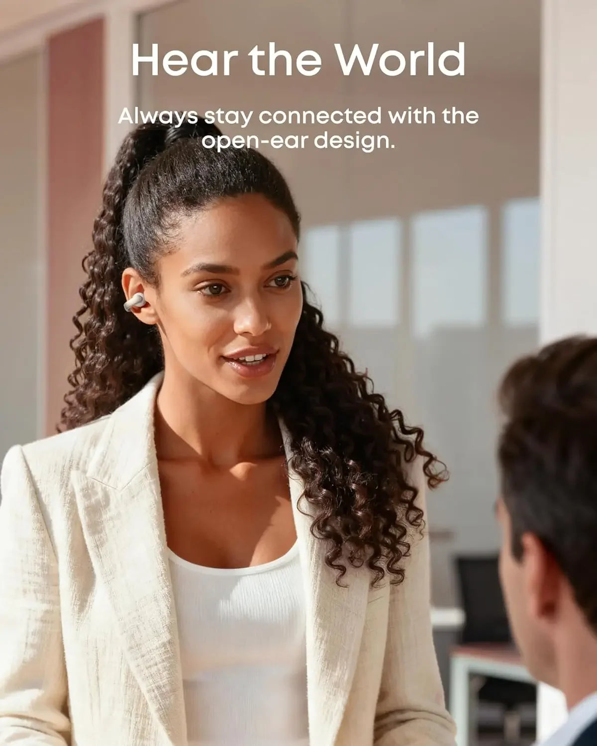 Soundcore AeroClip by Anker, Open-Ear Earbuds, Clip-On Headphones, Adaptive Comfort, Clear Calls with 4 Mics and AI,