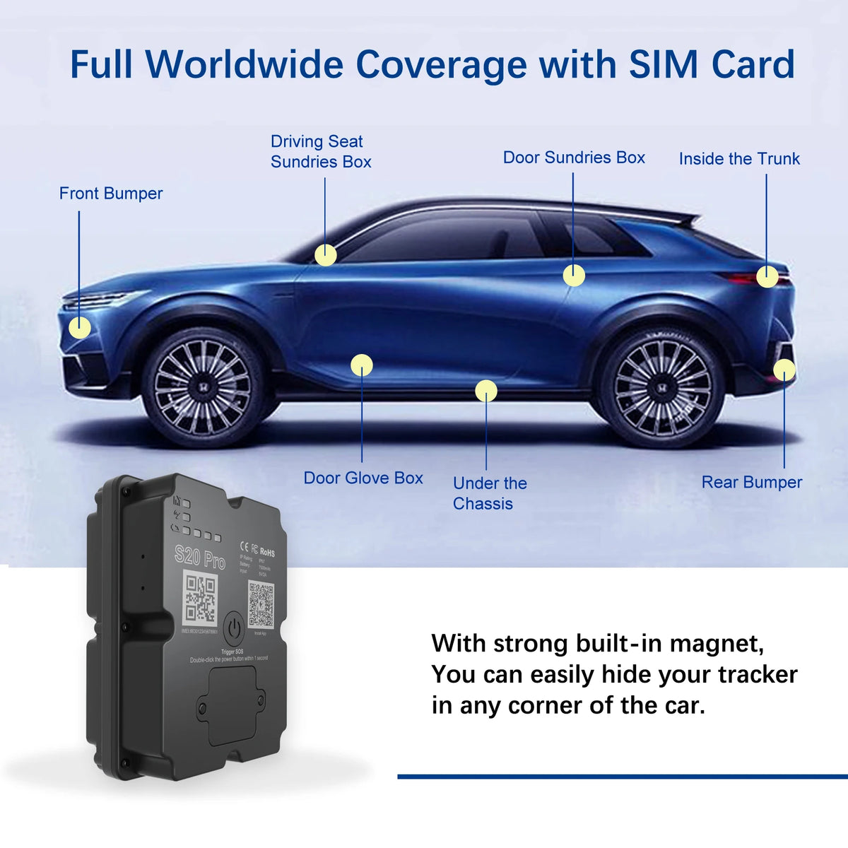 [For Vehicles]4G GPS 7500mAh 45-Days Battery Life Strong Magnetic Installation(Subscription Required)Car Truck Anti-theft Device