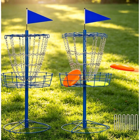 Portable Disc Golf Basket Set of 2 Metal Frisbee Golf Target for Indoor Outdoor