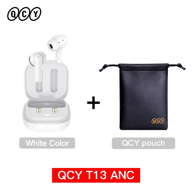 QCY T13 ANC Wireless Earphones Bluetooth 5.3 28dB Active Noise Cancellation Headphones 4 Mics ENC TWS Earbuds 68ms Low Latency