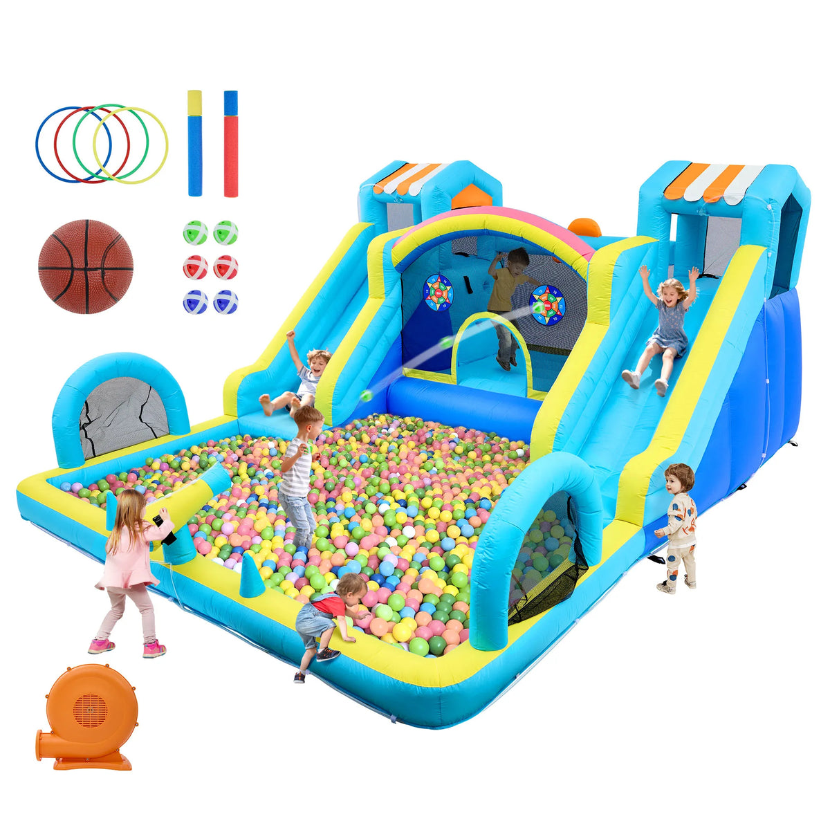 Indoor Outdoor Bounce House for Kids Inflatable Jump Castle with Slide & Blower – Home Backyard or Commercial Play Family Fun