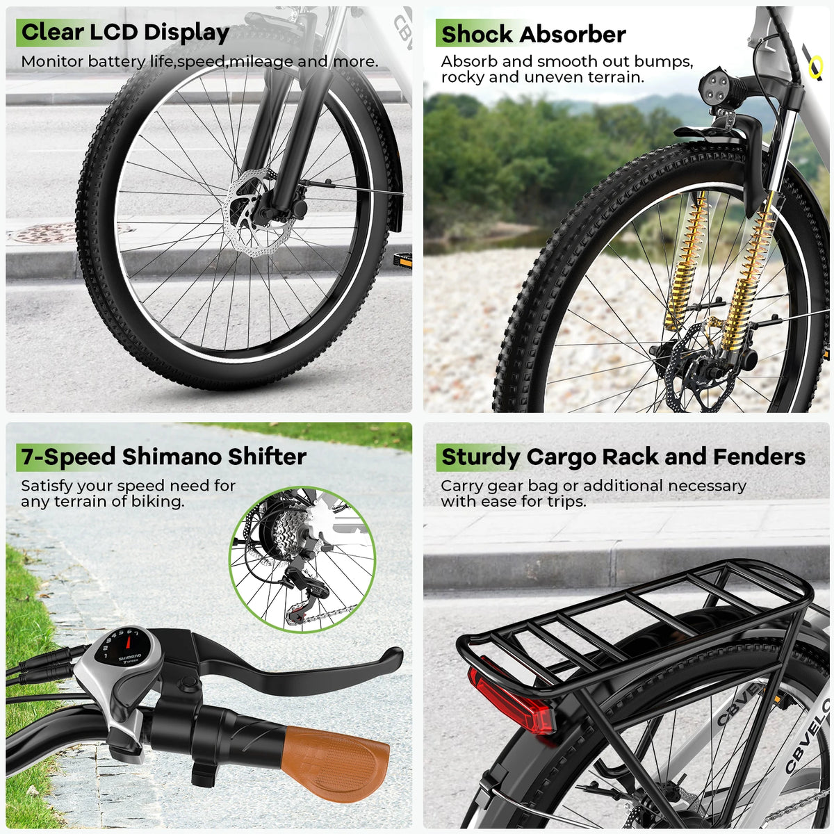 CBVELO Long Range Electric Commuter Bike With Removable Battery