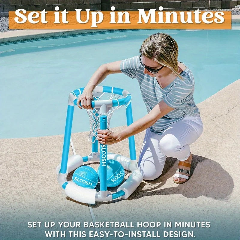Joyfy Floating Pool Basketball Hoop Set With 2 Balls