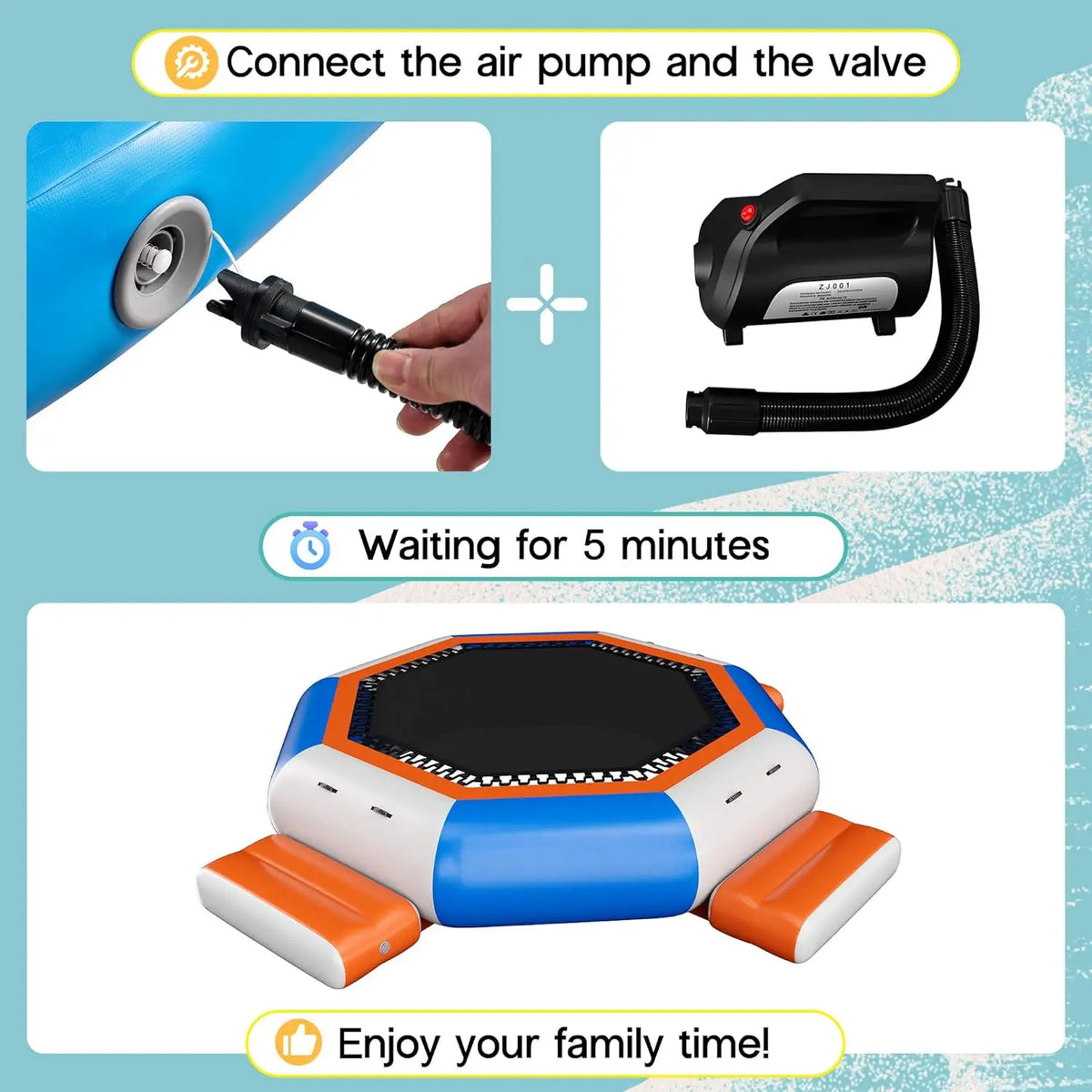 Octagonal Inflatable Water Trampoline With Three Platforms