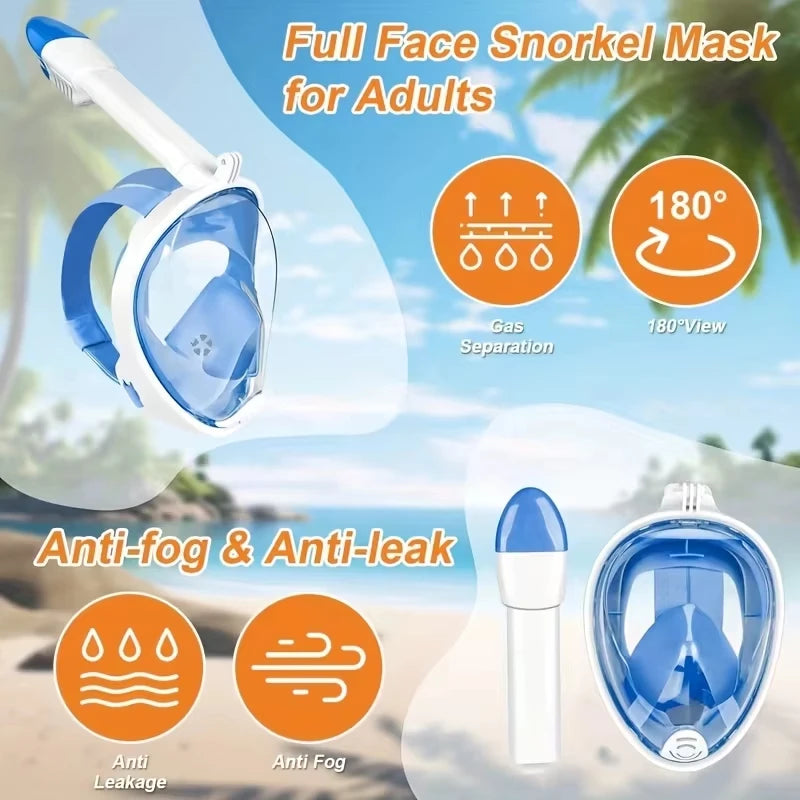 Underwater Snorkeling Full Face Children Swimming Mask Set Scuba Diving Respirator Masks Anti Fog Safe Breathing for Kids Adult
