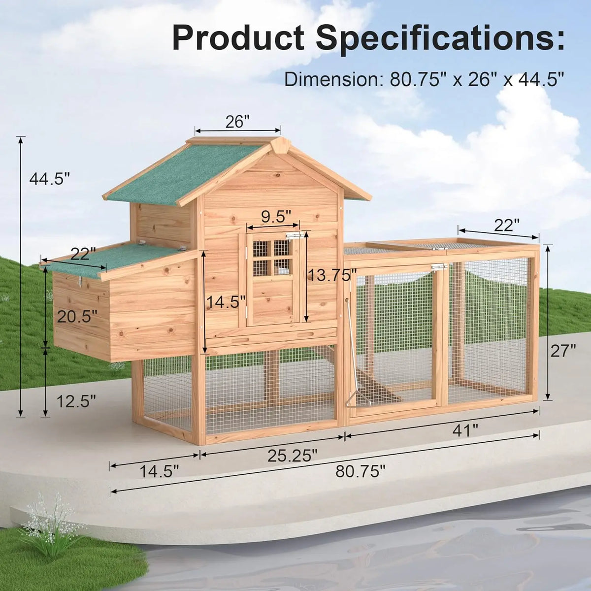 Outdoor Wooden Chicken Coop For 2 To 4 Chickens With Ramp And Waterproof Roof