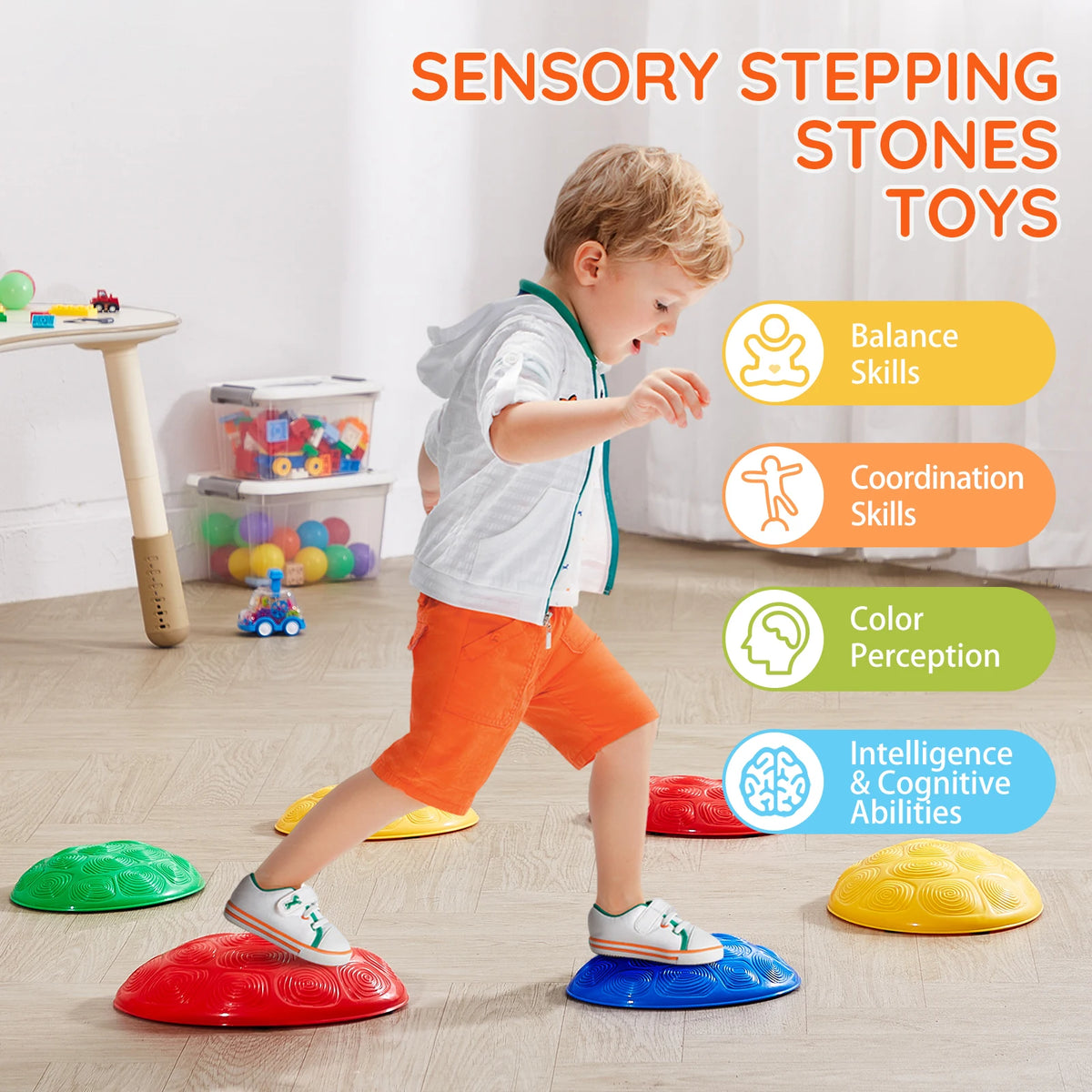SucceBuy 6 Pcs Kids Turtle Balance Stepping Stones Set