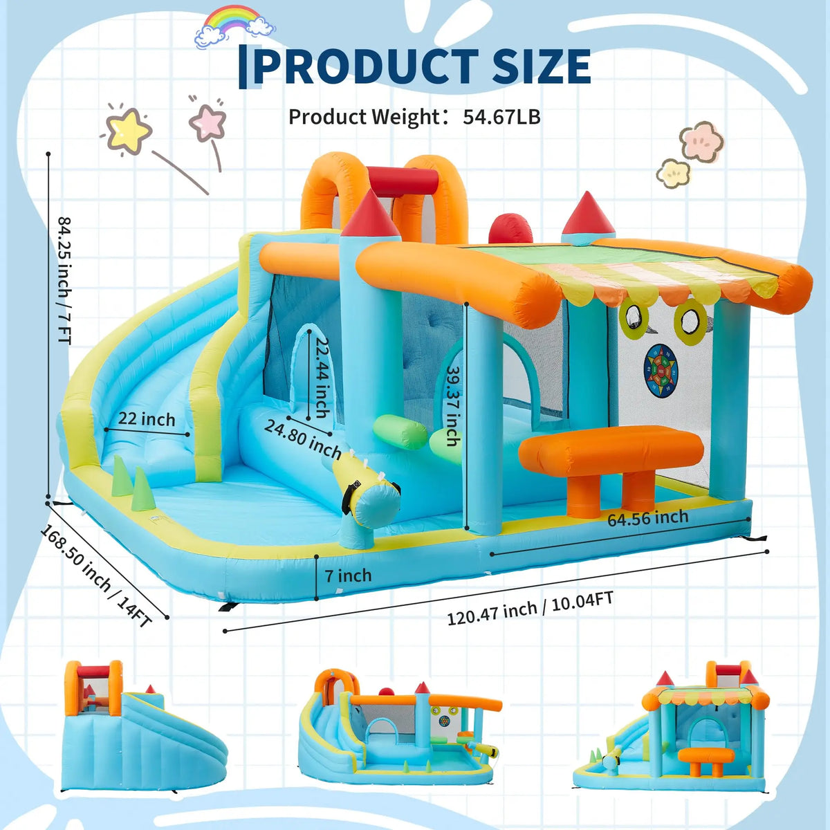 14FT HImiss Kids Bounce House With Slide And Blower