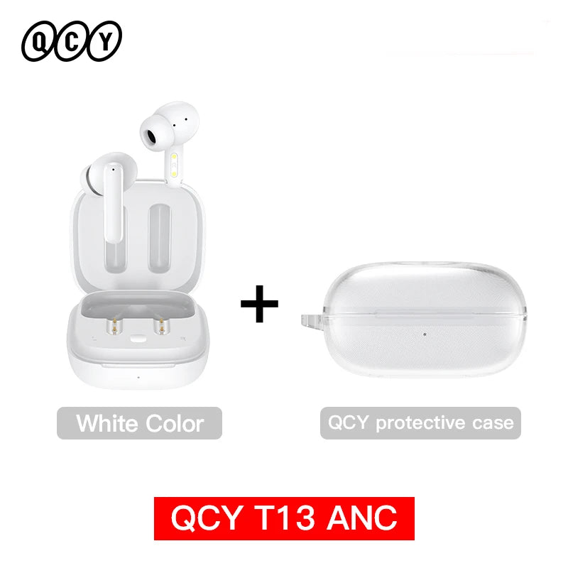 QCY T13 ANC Wireless Earphones Bluetooth 5.3 28dB Active Noise Cancellation Headphones 4 Mics ENC TWS Earbuds 68ms Low Latency