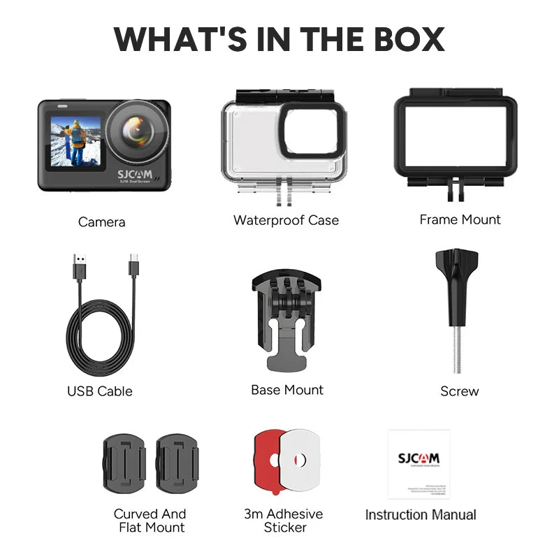 SJCAM SJ10 Pro Action Camera 4K Cam Active HDR Video Sports DV Dual Screen for Vlog camera for Motor Bike