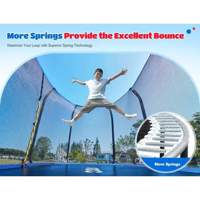 ORCC Oval Outdoor Trampoline with Safety Net - Recreational Gymnastics Trampoline for Kids, Heavy-Duty Galvanized Steel Frame