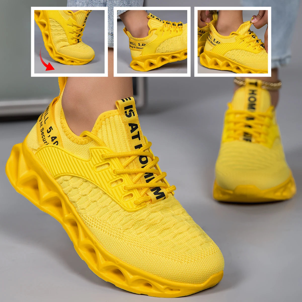 Unisex Knit Breathable Running Shoes With Lightweight Non Slip