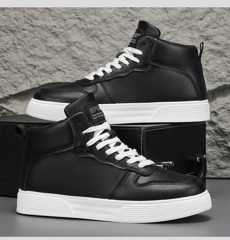Men's Height Increasing High Top Canvas Sneakers Lace Up Shoes