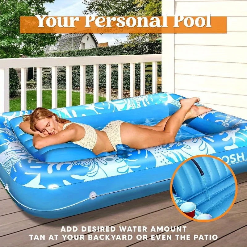 Joyfy 4 In 1 Inflatable Suntan Pool Tub Float With Two Drink Holders