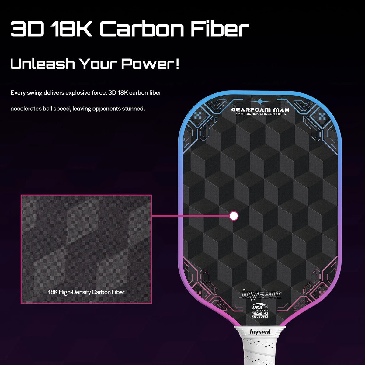 Joysent Usapa Certified 3D Carbon Fiber Pickleball Paddle