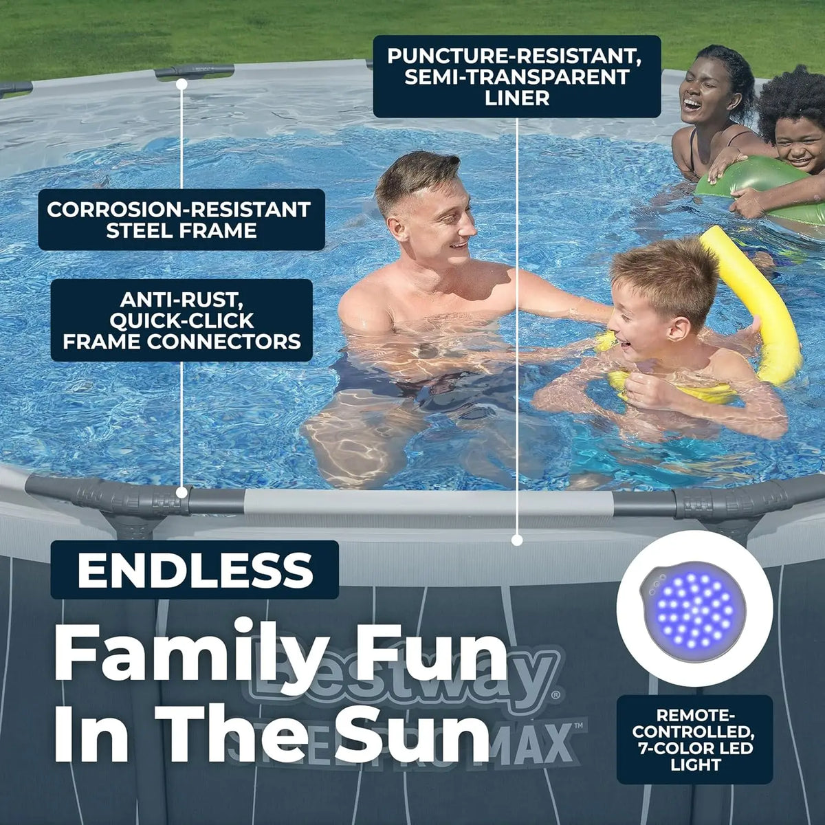 Steel Pro Max Above Ground Swimming Pool With Led Lights