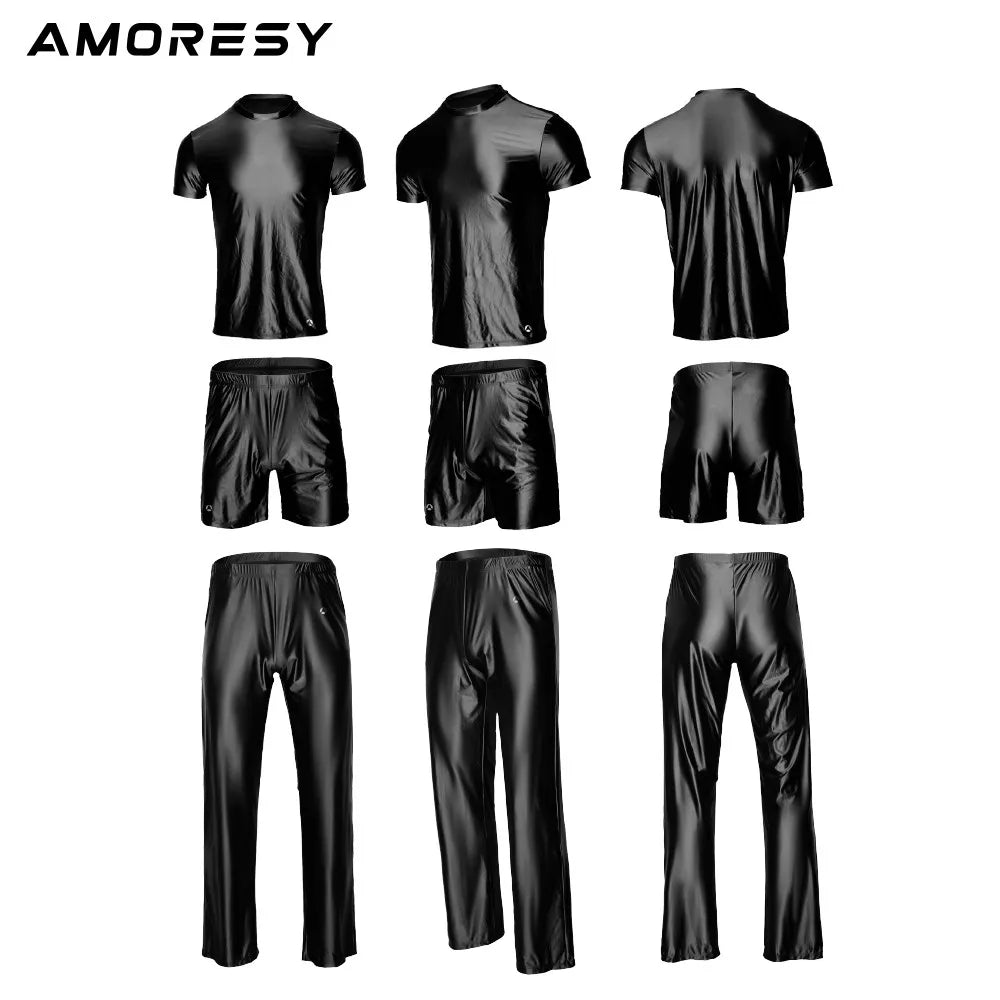 X Clock Nyoung Men Shiny Satin Swim Pants Comfortable Activewear