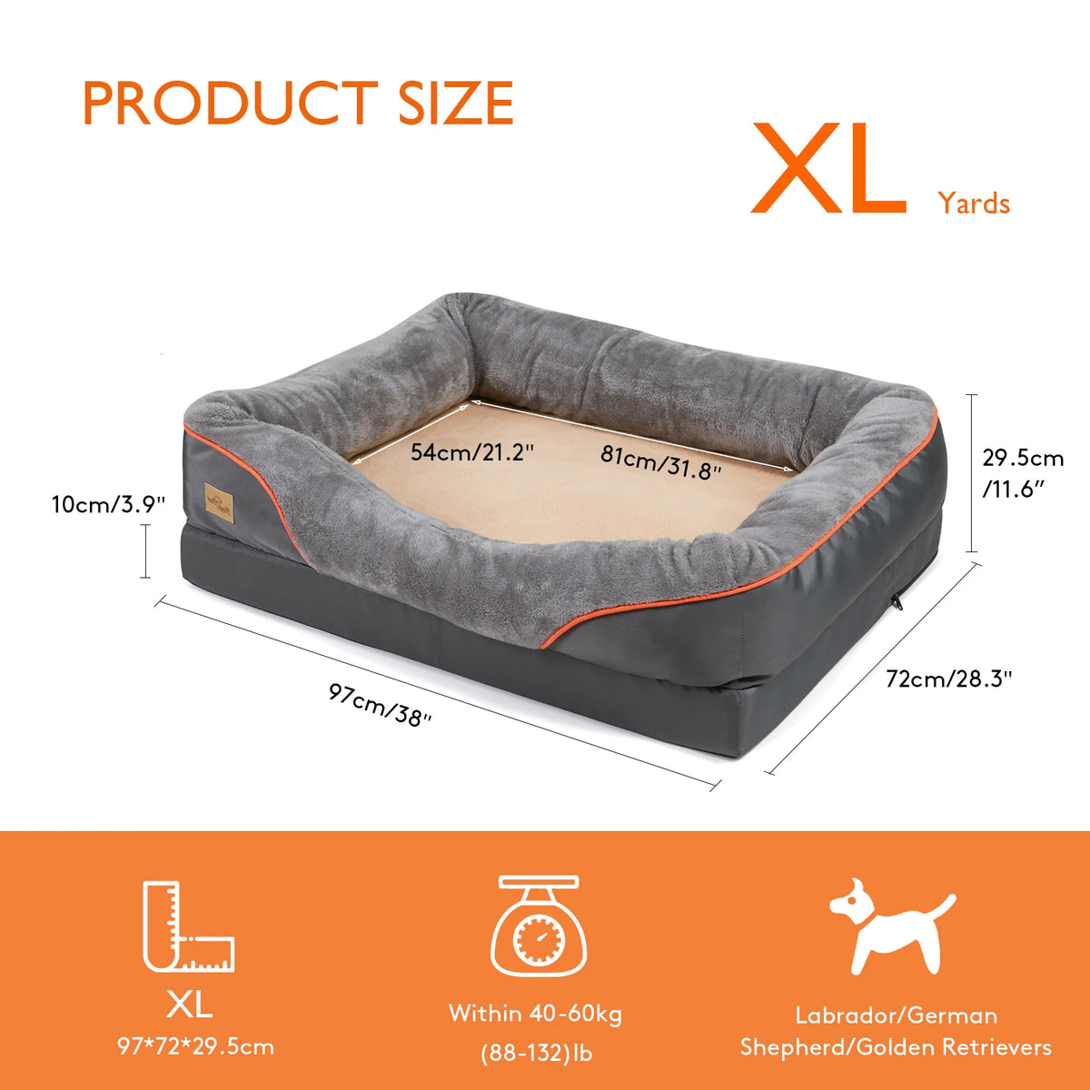 Bingopaw Waterproof Warm Fleece Dog Bed With Removable Washable Cover