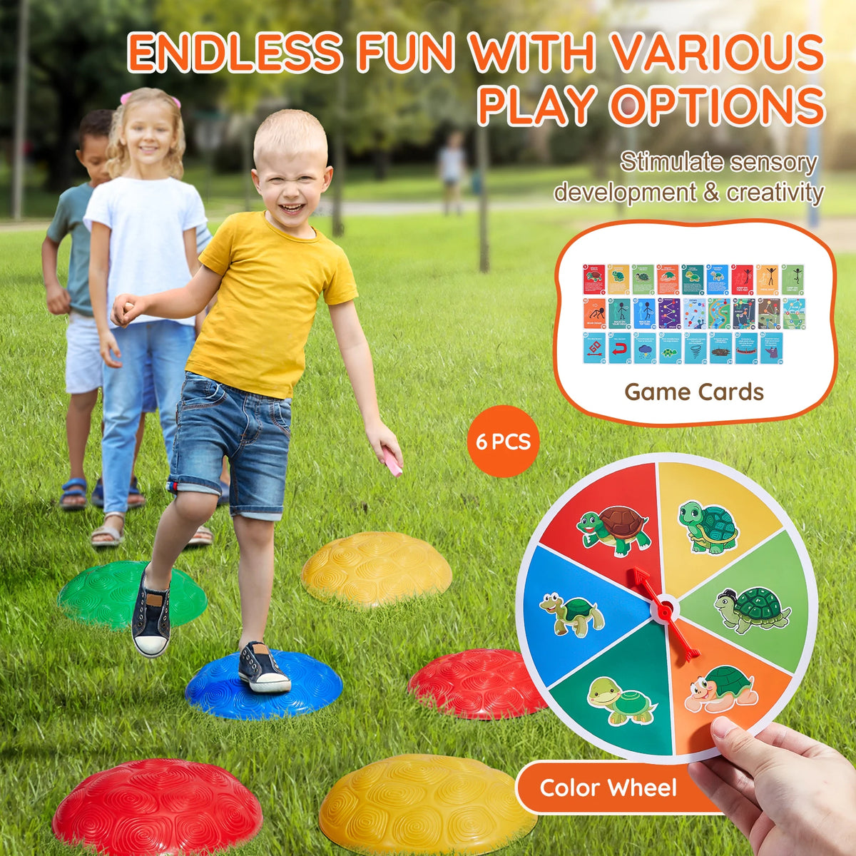 SucceBuy 6 Pcs Kids Turtle Balance Stepping Stones Set