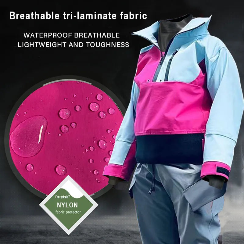 Women's Waterproof Dry Suit For Cold Water Kayaking Sports