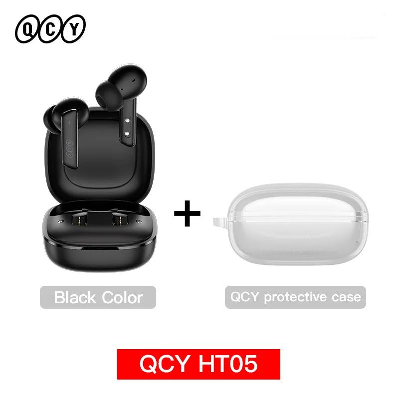 QCY HT05 ANC Wireless TWS Bluetooth 5.2 Earphones 40dB Active Noise Cancellation Headset in-Ear Mics Handfree Phone Earbuds