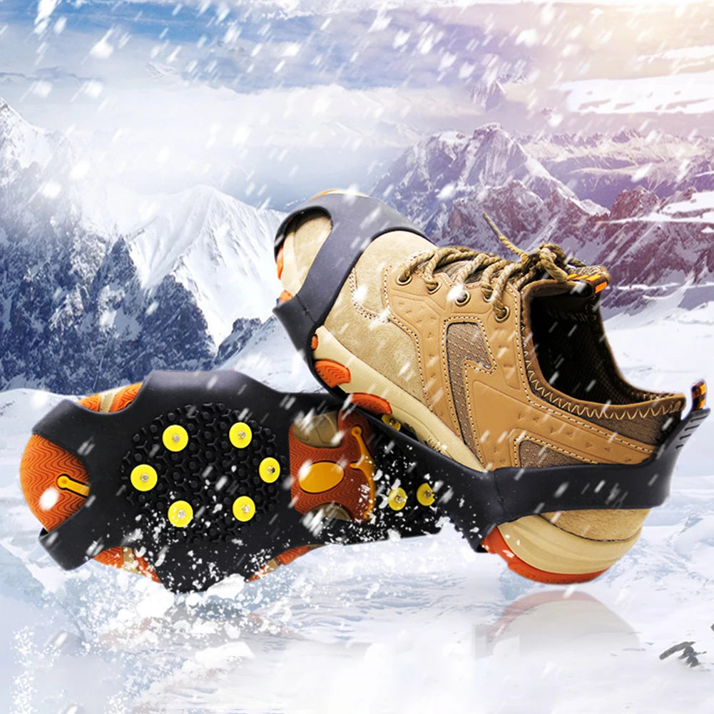 10 Teeth Mountaineering Cleats Anti-Slip Snow Claw Shoe Covers Unisex Boots Snow Cleats Walking Hiking Accessories