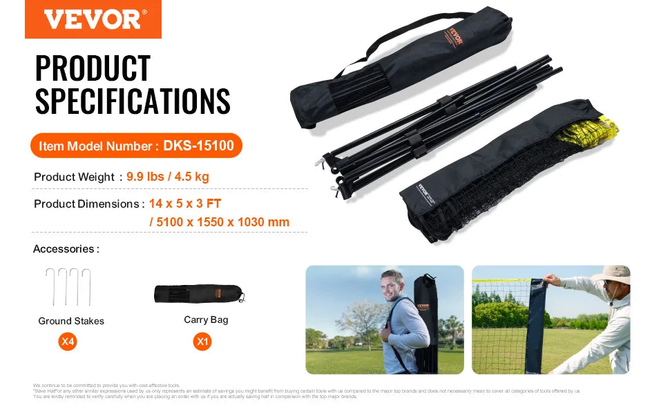 Adjustable Badminton Net Set For Outdoor Court Games