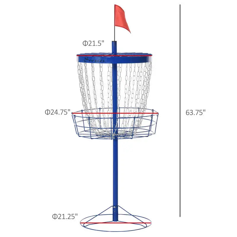 Soozier Portable Disc Golf Basket Target with 24-Chain, Travel Bag, Dark Blue