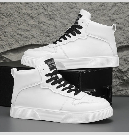 Men's Height Increasing High Top Canvas Sneakers Lace Up Shoes