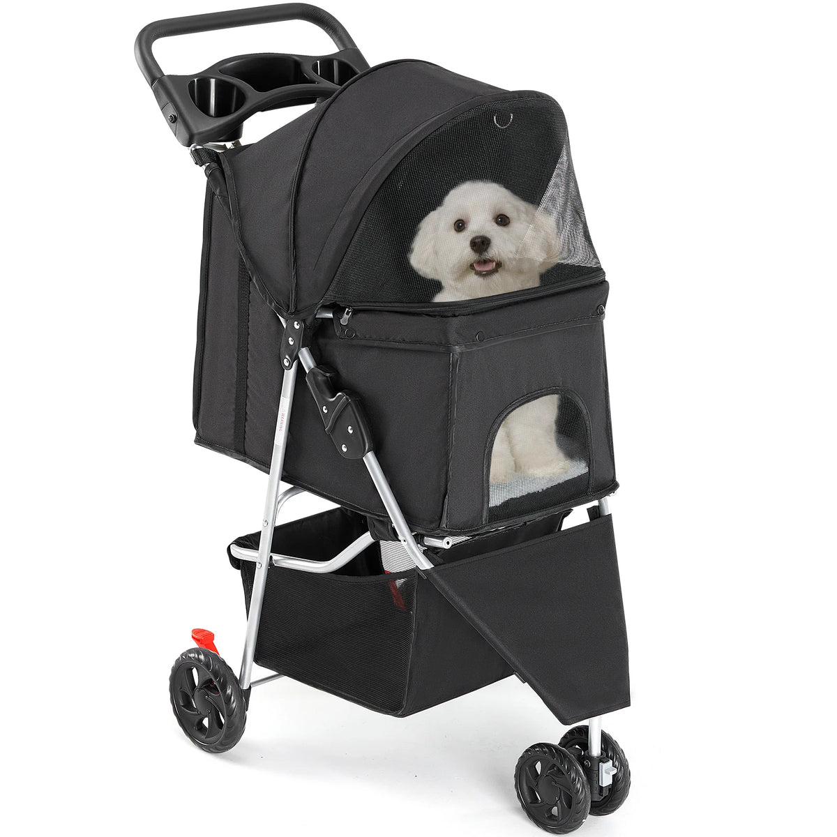 Dumos Foldable Pet Stroller With All Terrain Shock Absorber