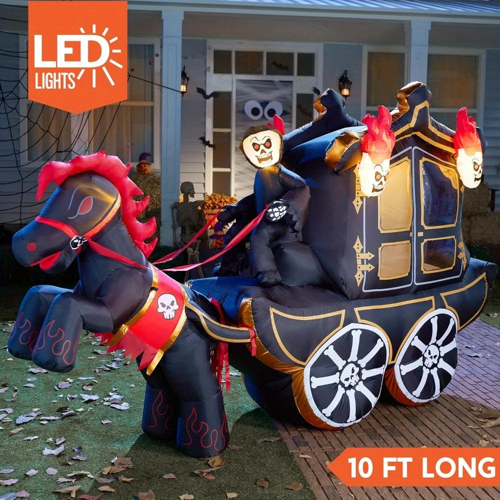 Joyfy Halloween Inflatable Carriage With LED Lights Outdoor Decor
